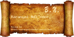 Baranyai Nándor névjegykártya